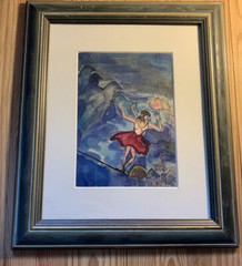 Ballerina Picture Birds Town Framed Matted 14.5”x12” Frame 8”x6” Picture