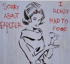 Potty Humor, Vintage Fashion Illustration, Painting, graffiti art