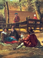 H GERALD ANTIQUE 19TH CENTURY FIGURATIVE LANDSCAPE OIL PAINTING OLD EUROPE 1850s