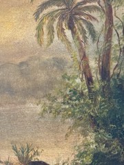 FINE ANTIQUE 19TH CENTURY LANDSCAPE OIL PAINTING OLD HUDSON RIVER SCHOOL 1880s