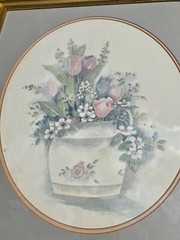 mary vincent bertrand watercolor lithograph signed painting, a pair 