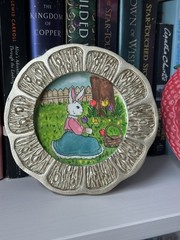 Original Sweet Garden Bunny, Watercolor And Gouache Painting 4×4 In Framed Art