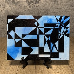 Original 5″ X 7″ Abstract Acrylic Painting On Canvas Panel With Easel