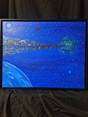 Oil/Acrylic Painting,16×20,Canvas,Outer Space Planet & Starfield,Framed/Unframed