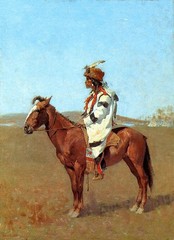 Oil painting A-Blackfoot-Chief-1888-Frederic-Remington-Oil-horseman horse view