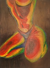 Girl in Thermal imager, original acrylic painting on canvas, 22x30cm, wall art c