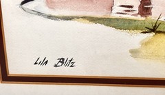 Lila Blitz Watercolor Painting Barn Rustic Framed VTG Farm Landscape Rural