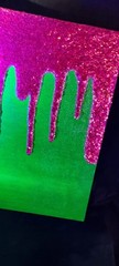 Blacklight Glow In The Dark Glitter Painting On Canvas Green WithFushia Glitter