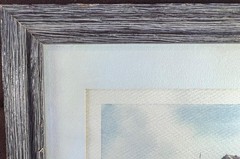 Vintage Watercolor Painting Wood Frame Landscape American Signed