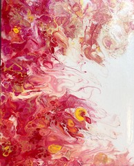 Set Of (1) 11×14 + (2) 8×10 Original Acrylic Fluid Paint Pouring Art On Canvas