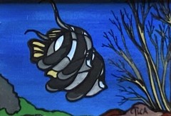 Vintage Original Acrylic/Oil on Fabric Of A Tropical Fish, Signed TLCA