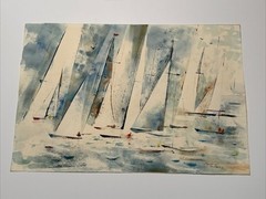 EXPRESSIONIST PAINTING SAILING MODERNIST MAURICE SILBER NAUTICAL ART FAMOUS
