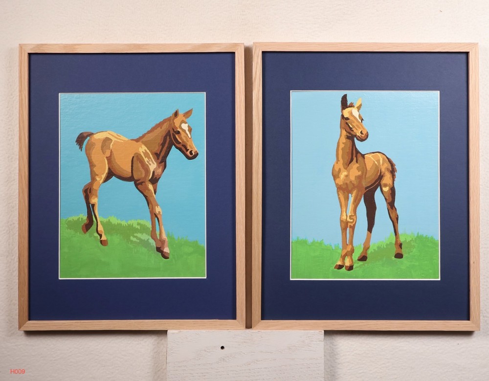 Vintage Paint by Number „Proud Young Colt“ Framed Set of 2 1976 Craft Master