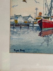 Original Signed Three Daggers Framed Watercolor Painting Point Pleasant NJ