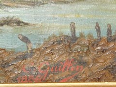 Oil Painting By GUILLIN ‚Fortress River Boat And Fisherman‘ 1886 🎨🖼