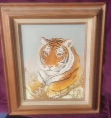 Original Bengal Tiger Oil Painting From 1980″s By Casandra Carson Rare Find.