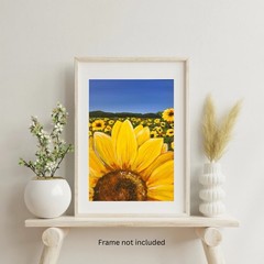 Hand Painted Bright Sunflowers Easy To Frame Wall Art Acrylic 11×13” Art Paper