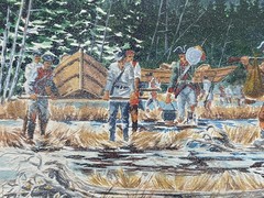 Large Original Realism Painting Colonial Pioneers Military Soldiers Landscape