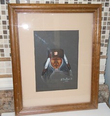 ORIGINAL CREEK/SEMINOLE PAINTING „OSAGE MAN“ SIGNED E. JOSHUA JR. ’79