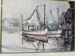 Richard E. Williams Signed *1 Of 30* Fishing Boats In Port Framed 35”x28”