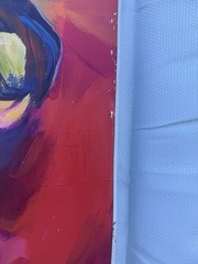 Angel Hernandez Signed Large Abstract Musician Painting on Canvas 59 x 29.5 in