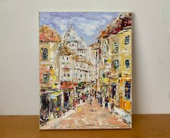 Montmartre Paris Impasto Oil Painting on Canvas Abstract Cityscape Painting