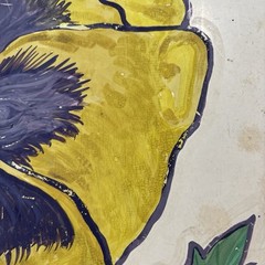 Thomas F Goff Vintage Pansy Human Face Flower Art Painting 17″x 13.75″ Cardboard