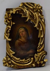 18th century, RUSSIA, antique icon, carved, St. Catherine, oil, 20.0 × 13.8 in