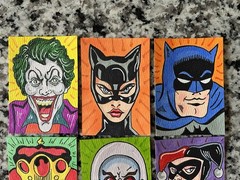 BATMAN Villain Lot 9 Cards- ACEO Art Sketch Card Drawing Painting Paper