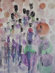 ORIGINAL African American Urban Watercolor painting „Generations 6“