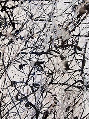 XXL Jackson Pollock Style Black & White Abstract Art Textured Painting 78×39 in
