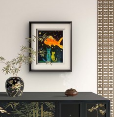 Cats At The Aquarium Figurative Abstract Expressionist Painting 11×14