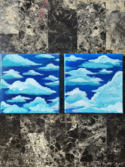 Cloudy Sky Acrylic Mini Paintings on Canvas Original by Black Artist