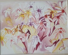 Flower Watercolor Painting Print Iris Wall Art Decor Matted