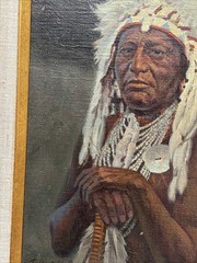 ROY GRINNELL PAINTING INDIAN NATIVE AMERICAN PORTRAIT LISTED FAMOUS VINTAGE OIL