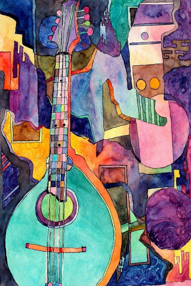 Music Guitar Abstract Art Giclee Printed Oil Painting Print