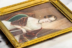 Refined Antique 19th Century Metal Framed Portrait Miniature Painting Woman