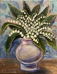 Lilly Of Valley Acrylic Painting Flower Bouquet Wall Art 8×10 Floral Wall Decor