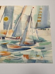 EXPRESSIONIST PAINTING SAILING MODERNIST MAURICE SILBER NAUTICAL ART ABSTRACT
