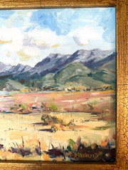 Original Paula Devereaux Painting Plein Air NM Landscape Cactus w Mountain