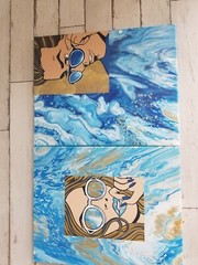 Original Acrylic Abstract Painting Pop Art signed Canvas