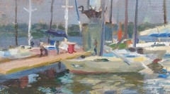 Oil painting Yachts Ukrainian painter Unframed Decor original landscape art