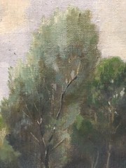 Old Oil Painting Signed Hudson River School Post-Impressionist Landscape