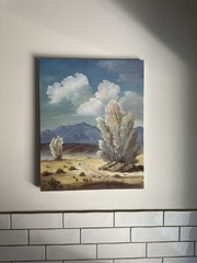 Vintage Original Oil Painting Desert Mountain Landscape 1988 MCM Signed 17 X 20