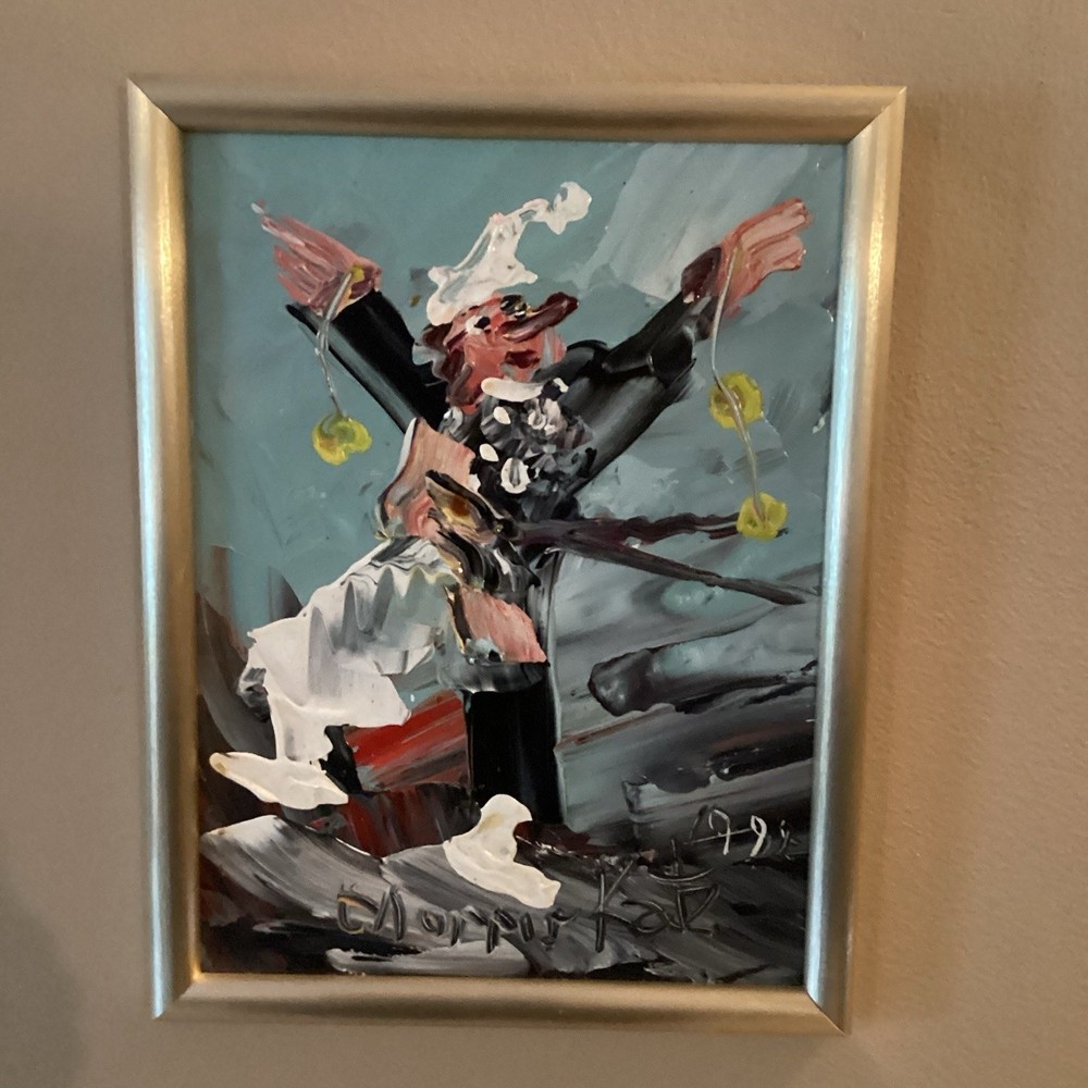Morris Katz Original Oil Painting Abstract Figurative Framed Canvas 8×10