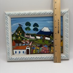 Hand Crafted Painting Tigua Folk Artwork Vibrant Colors Framed 8.5”x11”