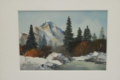 Original Signed Murl Rush Miniature Mountain Landscape Painting Framed / Listed