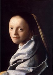 Dream-art hand painted Oil painting Johannes Vermeer – Nice young woman & scarf