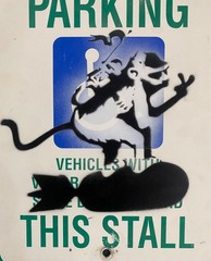 Very Vintage Rare Banksy Original spray stencil Street Sign Painting 2012