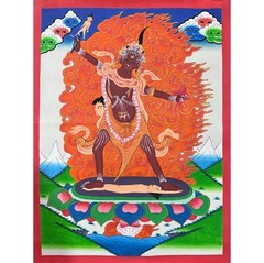 Silk Brocade Mounted Ekajati Thangka Art, For Meditation and Wall Decoration